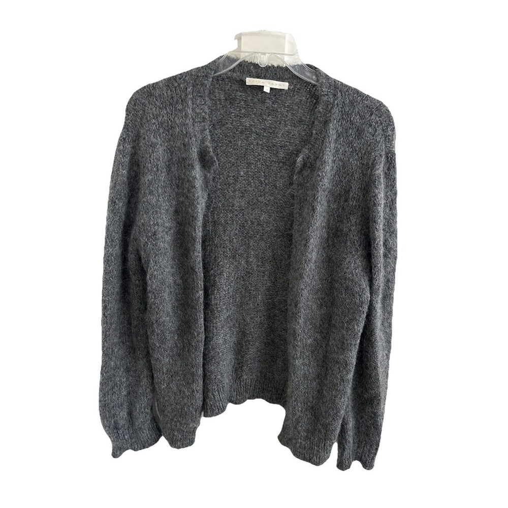 EUC Erica Tanov Gray Alpaca Merino Wool Chunky Knit Sweater Cardigan L $398